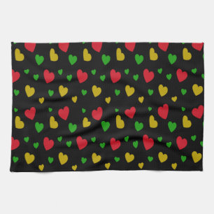 Linge De Cuisine Cœurs Colorés Rouge Vert Jaune Saint-Valentin