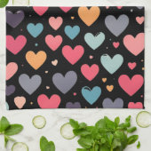Linge De Cuisine Cœurs colorés Saint-Valentin (Plié)