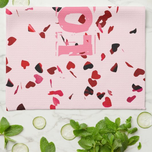 Linge De Cuisine Coeurs D'Amour (Plié)