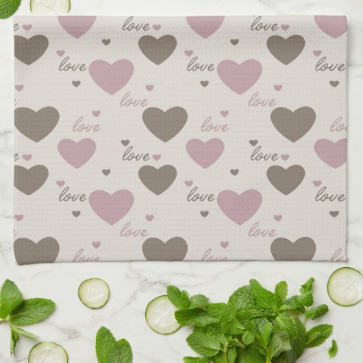 Linge De Cuisine Coeurs d'amour (Plié)