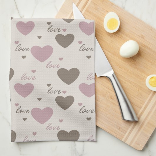 Linge De Cuisine Coeurs d'amour (Quart Plié)