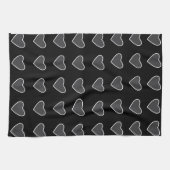 Linge De Cuisine Coeurs d'amour gris noir (Horizontal)