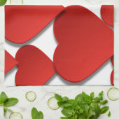 Linge De Cuisine Coeurs d'amour rouges (Plié)
