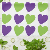 Linge De Cuisine Coeurs d'amour vert pourpre (Plié)
