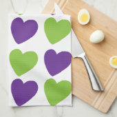 Linge De Cuisine Coeurs d'amour vert pourpre (Quart Plié)