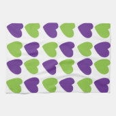 Linge De Cuisine Coeurs d'amour vert pourpre (Horizontal)