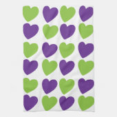 Linge De Cuisine Coeurs d'amour vert pourpre (Vertical)