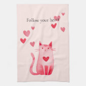 Linge De Cuisine Coeurs de chat rose pâle (Vertical)