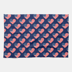 Linge De Cuisine Cœurs de drapeau américain rouge, blanc et bleu pa