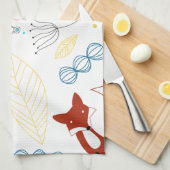 Linge De Cuisine Coeurs de Fox mignonne tirant à la main en bleu ja (Quart Plié)