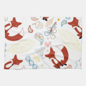 Linge De Cuisine Coeurs de Fox mignonne tirant à la main en bleu ja (Horizontal)