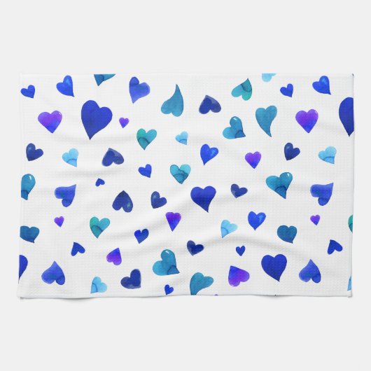 Linge De Cuisine Coeurs de la Saint Valentin - bleu (Horizontal)