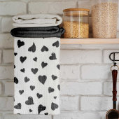 Linge De Cuisine Coeurs de la Saint Valentin - noir et blanc