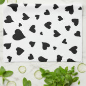 Linge De Cuisine Coeurs de la Saint Valentin - noir et blanc (Plié)
