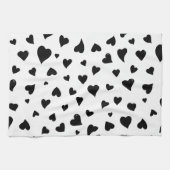 Linge De Cuisine Coeurs de la Saint Valentin - noir et blanc (Horizontal)