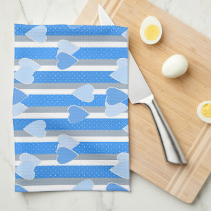 Linge De Cuisine Cœurs de la Saint-Valentin sur fond rayé