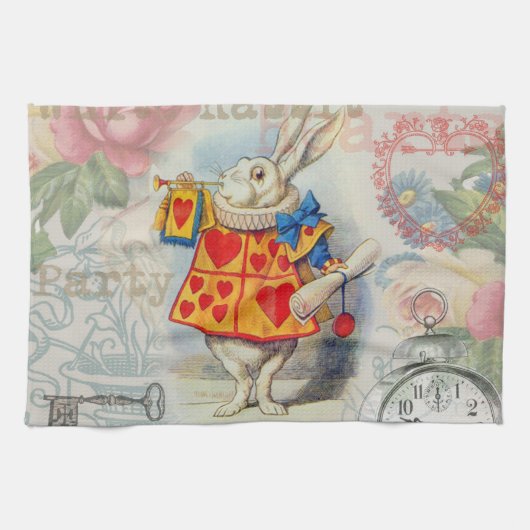 Linge De Cuisine Cœurs de Lapin Blanc Alice Classique (Horizontal)