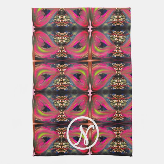 Linge De Cuisine Coeurs de néon rose (Vertical)