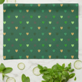 Linge De Cuisine Coeurs de Polka sur vert de forêt (Plié)