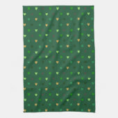 Linge De Cuisine Coeurs de Polka sur vert de forêt (Vertical)