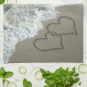 Linge De Cuisine Coeurs de sable sur la plage (Plié)