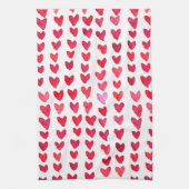 Linge De Cuisine Coeurs de trait de brosse - rouge et rose (Vertical)