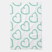 Linge De Cuisine Coeurs dessinés à la main bleu sur blanc (Vertical)