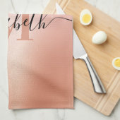 Linge De Cuisine Coeurs d'or rose (Quart Plié)