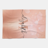 Linge De Cuisine Coeurs d'or rose (Horizontal)