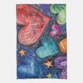 Linge De Cuisine Coeurs et étoiles dessinés à la main (Vertical)