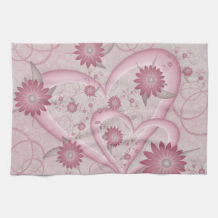 Linge De Cuisine Coeurs et fleurs Abstraits roses Aimer l'art fract