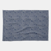 Linge De Cuisine Coeurs et fleurs grungy en bleu (Horizontal)
