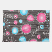 Linge De Cuisine Coeurs et fleurs rose et bleu Whimsical (Horizontal)
