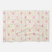 Linge De Cuisine Coeurs et rayures roses d'or (Horizontal)