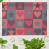 Linge De Cuisine Coeurs et rose de profil sous convention (Plié)