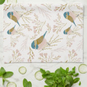 Linge De Cuisine Coeurs floraux de chickadee rose mignon (Plié)