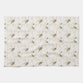 Linge De Cuisine Coeurs floraux de chickadee rose mignon (Horizontal)