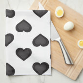 Linge De Cuisine Coeurs noirs (Quart Plié)