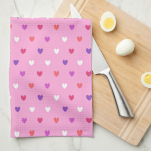 Linge De Cuisine Coeurs polka rose