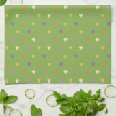 Linge De Cuisine Coeurs Polka sur vert vert (Plié)