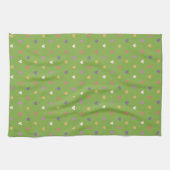 Linge De Cuisine Coeurs Polka sur vert vert (Horizontal)