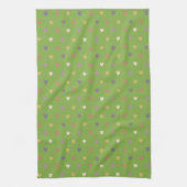Linge De Cuisine Coeurs Polka sur vert vert (Vertical)