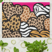 Linge De Cuisine Coeurs posters de animaux de fille rose avec un no (Plié)