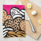 Linge De Cuisine Coeurs posters de animaux de fille rose avec un no (Quart Plié)