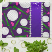 Linge De Cuisine Coeurs pourpres nommés personnalisés de tee - (Plié)