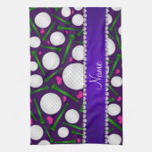 Linge De Cuisine Coeurs pourpres nommés personnalisés de tee - (Vertical)