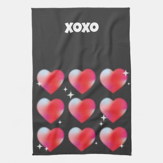 Linge De Cuisine Coeurs romantiques rouges valentine's day xoxo tex (Vertical)