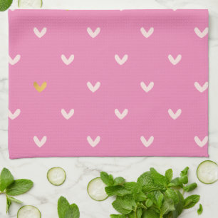 Linge De Cuisine Coeurs rose Fille Or