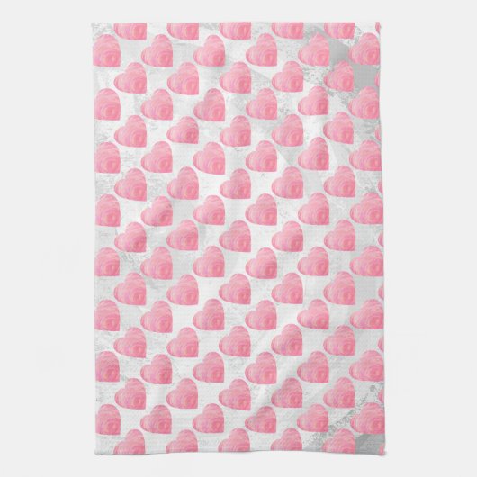Linge De Cuisine Coeurs roses (Vertical)