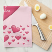 Linge De Cuisine Coeurs roses Avec Texte Personnalisable (Quart Plié)